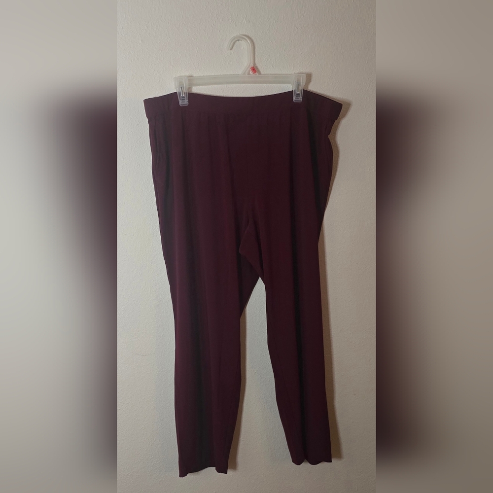 Dennis by Dennis Basso Burgundy Pull On Stretch Pants Plus Petite 1XP